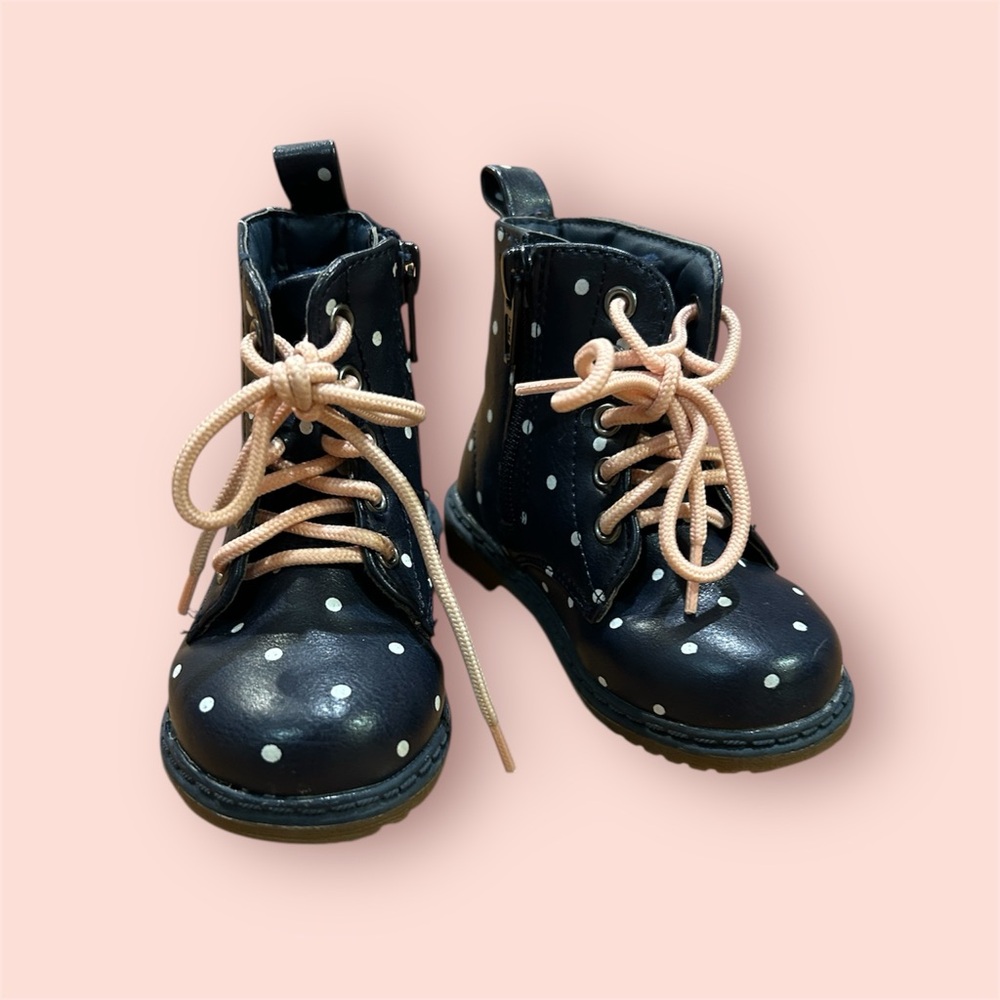 Old Navy Polka Dot Kids Boots with Pink Laces